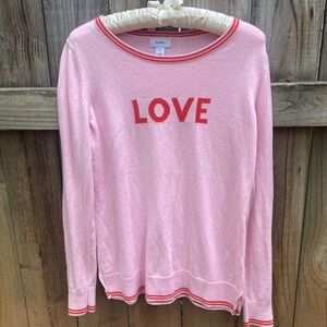 Old Navy pink and red LOVE sweater